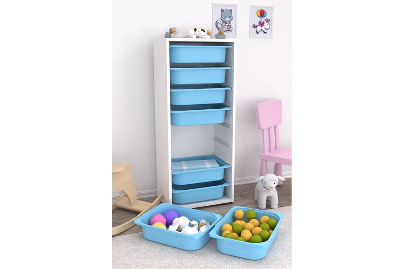 Flerbruks Kapasitetskap Versa Hvit / Blå - Hvit / Blå - Oppbevaring - Oppbevaring til småting - Oppbevaringsbokser