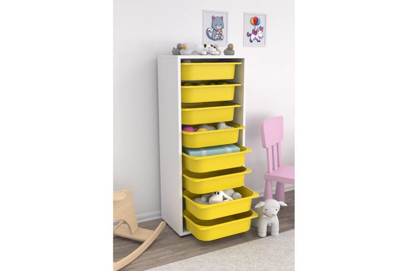 Flerbruks Kapasitetskap Versa Hvit / Gul - Hvit / Gul - Oppbevaring - Oppbevaring til småting - Oppbevaringsbokser