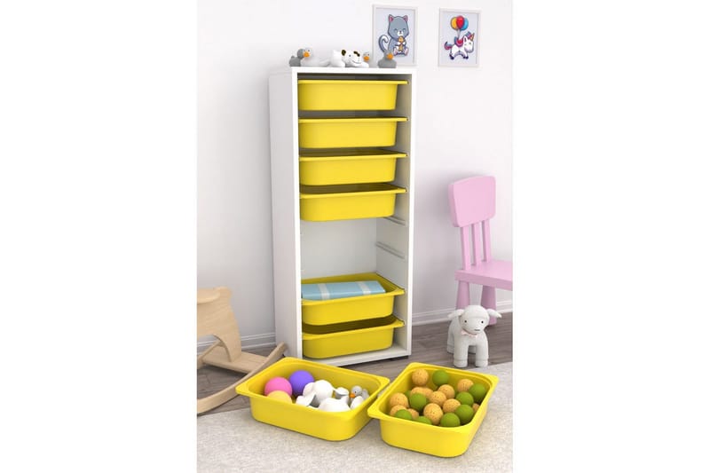 Flerbruks Kapasitetskap Versa Hvit / Gul - Hvit / Gul - Oppbevaring - Oppbevaring til småting - Oppbevaringsbokser