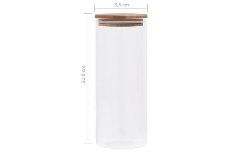 Glasskrukker med bambuslokk 6 stk 1000 ml - Gjennomsiktig - Oppbevaring - Oppbevaring til småting - Oppbevaringskrukke