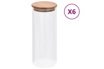 Glasskrukker med bambuslokk 6 stk 1000 ml - Gjennomsiktig - Oppbevaring - Oppbevaring til småting - Oppbevaringskrukke