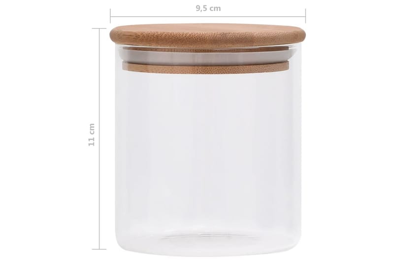 Glasskrukker med bambuslokk 6 stk 600 ml - Gjennomsiktig - Oppbevaringskrukke - Oppbevaring til småting - Bokser & syltetøyglass
