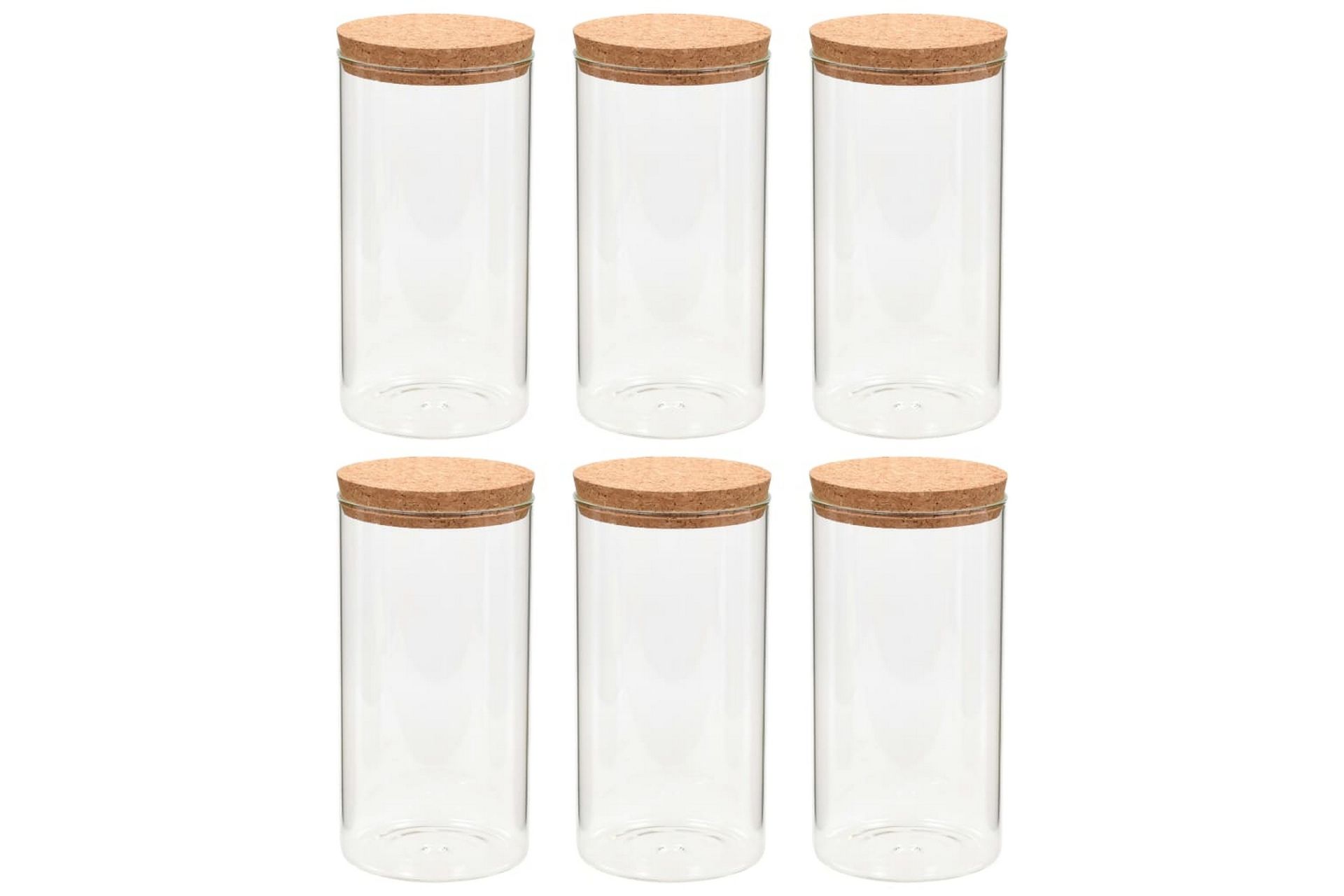 Glasskrukker med kork 6 stk 1100 ml - Oppbevaring - Oppbevaring til småting - Oppbevaringskrukke