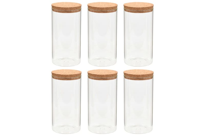 Glasskrukker med kork 6 stk 1100 ml - Oppbevaring - Oppbevaring til småting - Oppbevaringskrukke