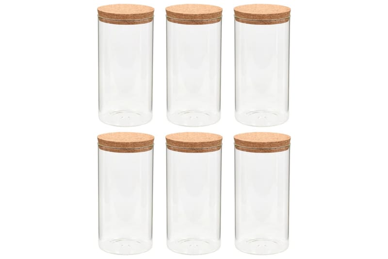 Glasskrukker med kork 6 stk 1400 ml - Oppbevaring til småting - Oppbevaringskrukke - Bokser & syltetøyglass