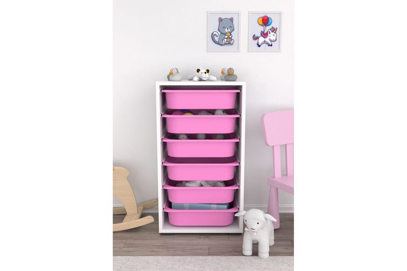 Kelix Oppbevaringsbokser 45,5 cm - Hvit/Rosa - Oppbevaring - Oppbevaring til småting - Oppbevaringsbokser