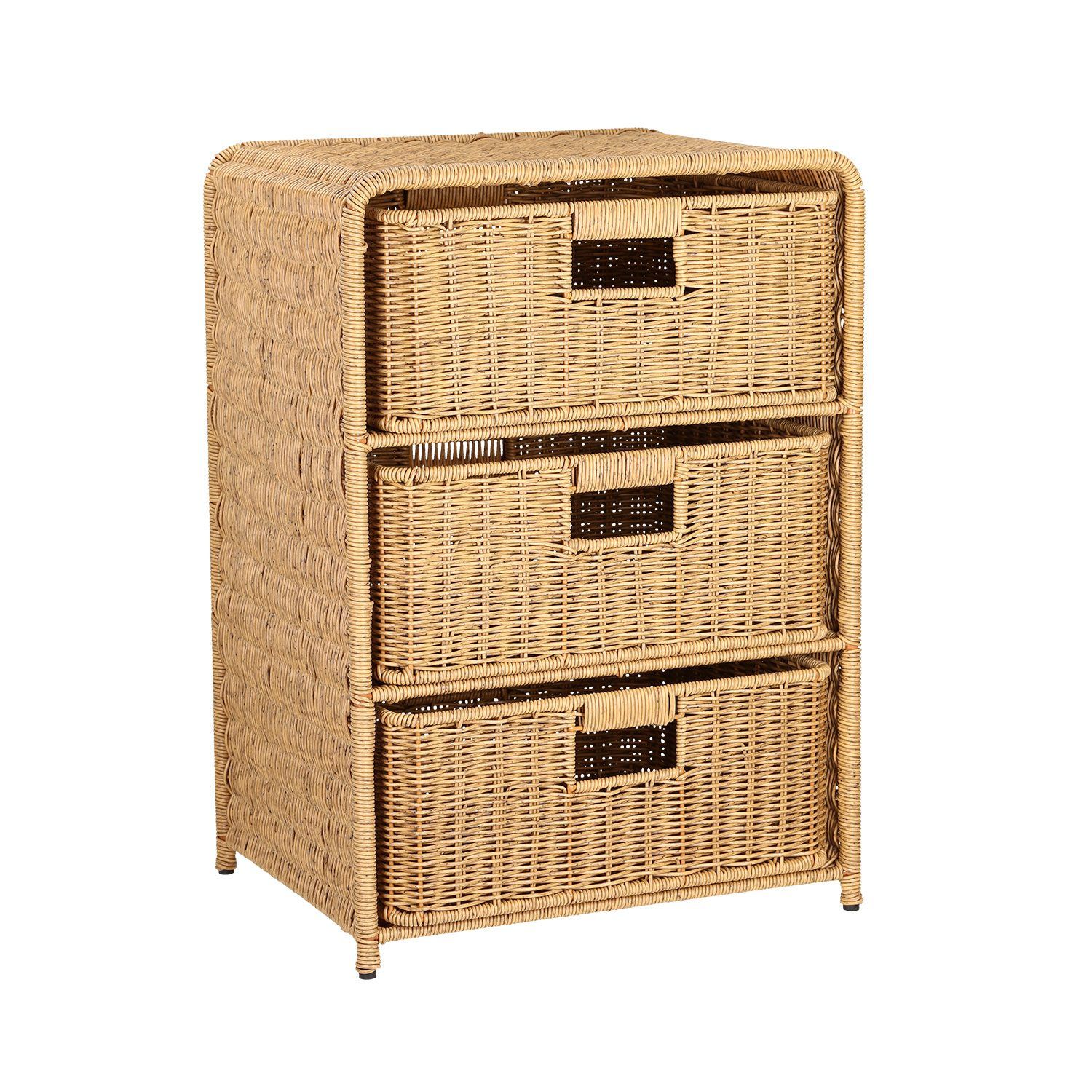 Hylle med 3 kurver HOME4YOU Basile 40x30x56 cm Natur - Natur