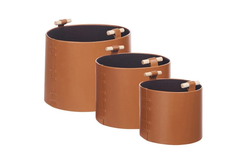 Kurv Aram sett med 3 Brun - Brun - Oppbevaring - Oppbevaring til småting - Kurver - Flettet kurv & rottingkurv