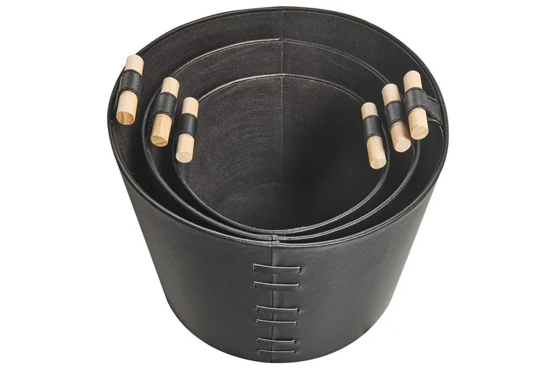 Kurv Aram sett med 3 Svart - Svart - Oppbevaring - Oppbevaring til småting - Kurver - Flettet kurv & rottingkurv