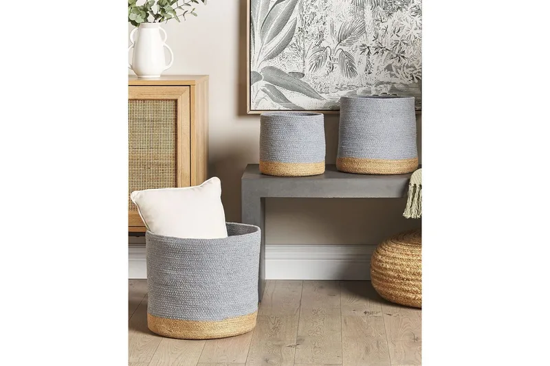 Kurv Basima sett à 3 Beige, grå - Beige, grå - Oppbevaring - Oppbevaring til småting - Kurver - Flettet kurv & rottingkurv