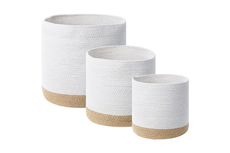 Kurv Basima sett à 3 Beige, hvit - Beige, hvit - Oppbevaring - Oppbevaring til småting - Kurver - Flettet kurv & rottingkurv
