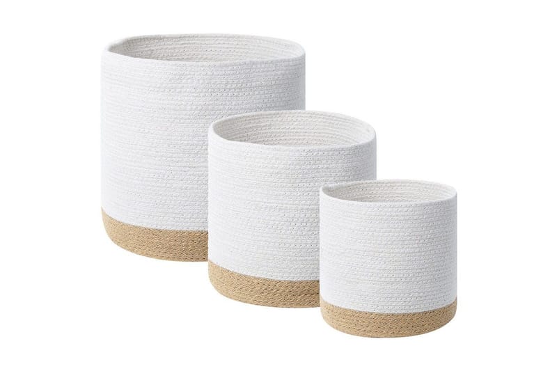 Kurv Basima sett à 3 Beige, hvit, Beige, hvit