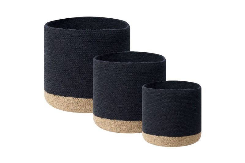 Kurv Basima sett à 3 Beige, svart - Beige, svart - Oppbevaring - Oppbevaring til småting - Kurver - Flettet kurv & rottingkurv