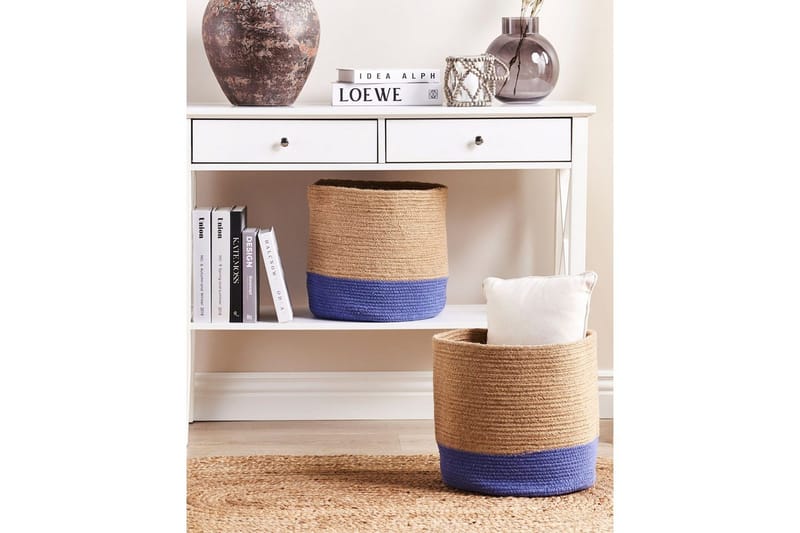 Kurv Bulanik sett av 2 Beige, naturlig, lilla - Beige, naturlig, lilla - Oppbevaring - Oppbevaring til småting - Kurver - Flettet kurv & rottingkurv