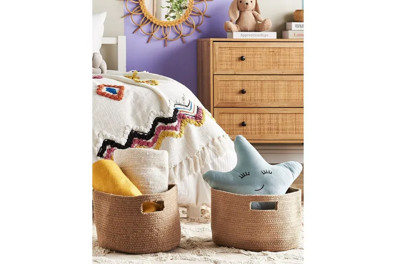 Kurv Chiniot sett av 2 Beige/naturlig - Beige/naturlig - Oppbevaring - Oppbevaring til småting - Kurver - Flettet kurv & rottingkurv