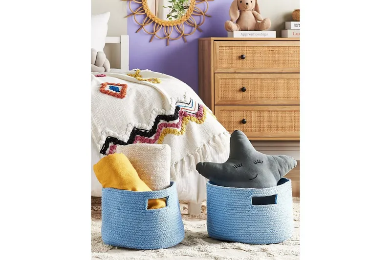 Kurv Chiniot sett av 2 Blå - Blå - Oppbevaring - Oppbevaring til småting - Kurver - Flettet kurv & rottingkurv