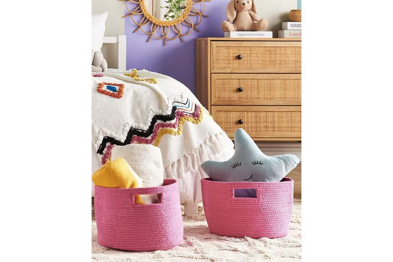 Kurv Chiniot sett av 2 Rosa - Rosa - Oppbevaring - Oppbevaring til småting - Kurver - Flettet kurv & rottingkurv