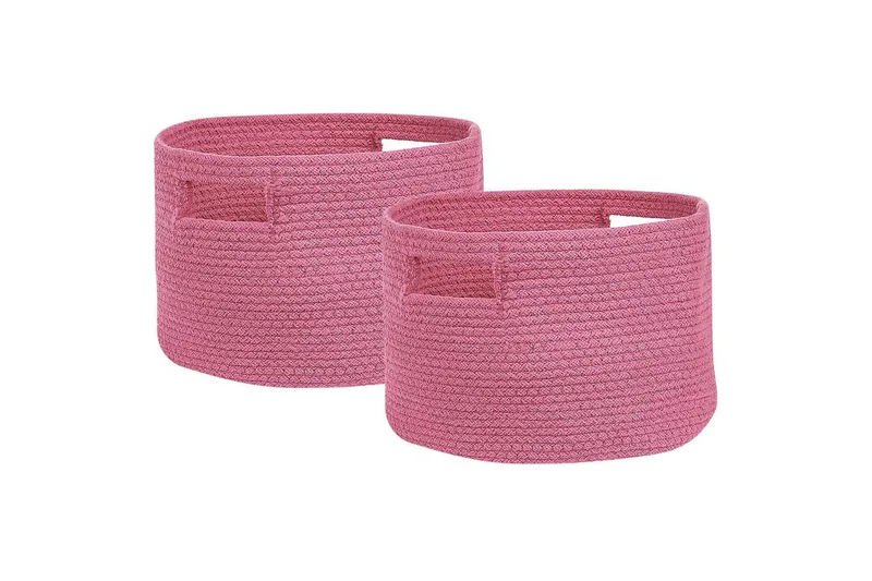 Kurv Chiniot sett av 2 Rosa - Rosa - Oppbevaring - Oppbevaring til småting - Kurver - Flettet kurv & rottingkurv