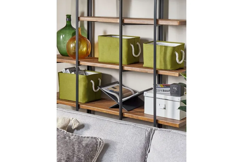 Kurv Darqab sett med 3 Grønn, hvit - Grønn, hvit - Oppbevaring - Oppbevaring til småting - Kurver - Flettet kurv & rottingkurv