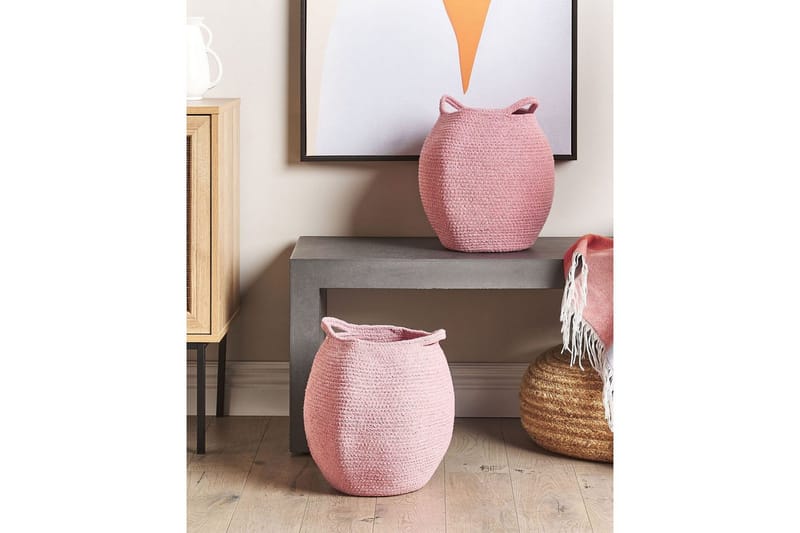 Kurv Panjgur sett av 2 Rosa - Rosa - Oppbevaring - Oppbevaring til småting - Kurver - Flettet kurv & rottingkurv
