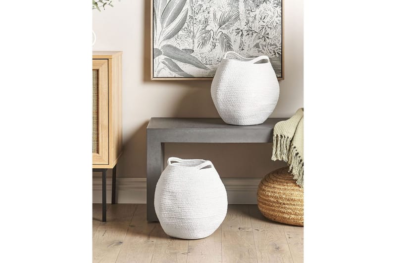 Kurv Panjgur sett av 2 Hvit - Hvit - Oppbevaring - Oppbevaring til småting - Kurver - Flettet kurv & rottingkurv