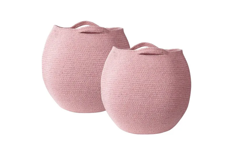 Kurv Panjgur sett av 2 Rosa - Rosa - Oppbevaring - Oppbevaring til småting - Kurver - Flettet kurv & rottingkurv