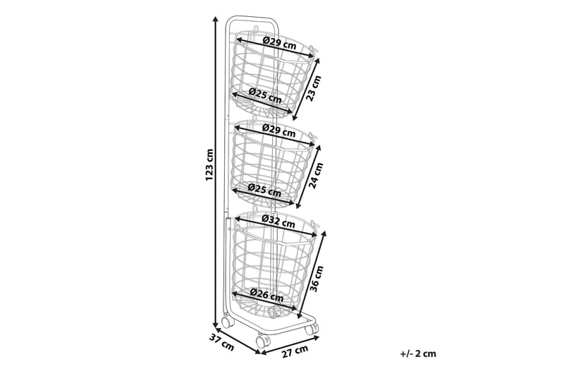 Ayapal Metallstativ 37 cm 3 Kurver - Hvit - Oppbevaring - Oppbevaring til småting - Kurver - Trådkurve