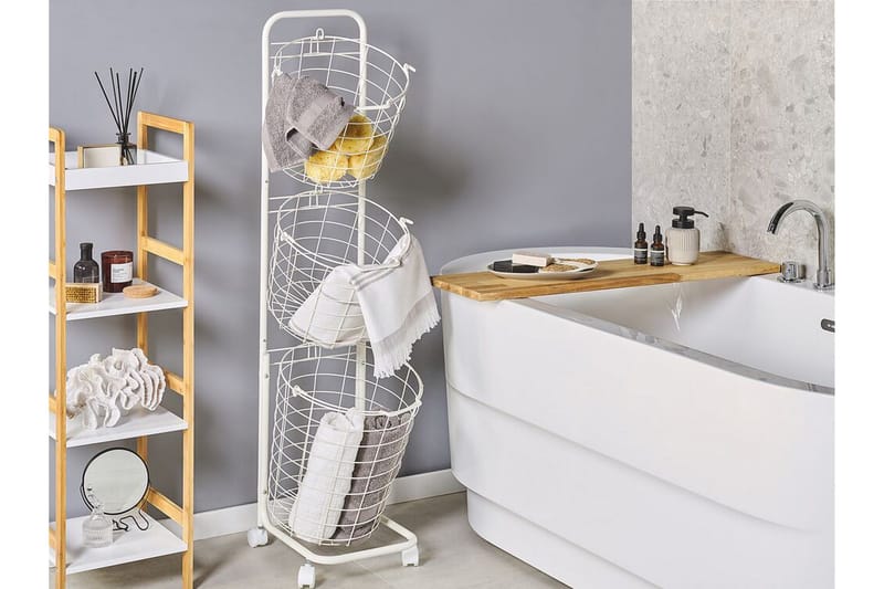 Ayapal Metallstativ 37 cm 3 Kurver - Hvit - Oppbevaring - Oppbevaring til småting - Kurver - Trådkurve