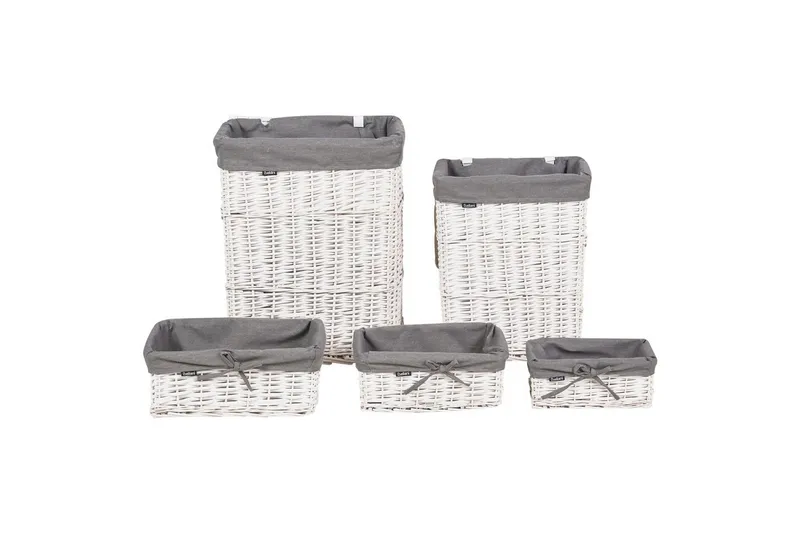 Vaskekurver Ella Grå/hvit - Grå/hvit - Oppbevaring - Oppbevaring til småting - Kurver - Flettet kurv & rottingkurv