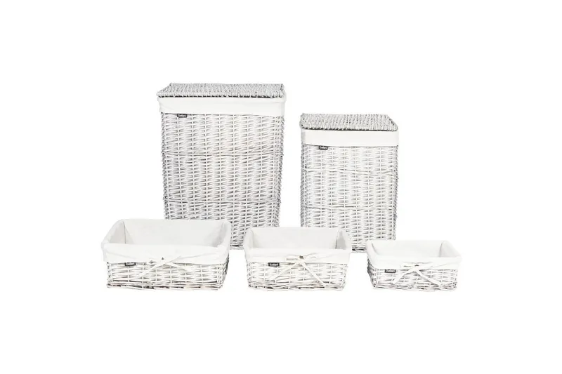 Vaskekurver Ella Hvit - Hvit - Oppbevaring - Oppbevaring til småting - Kurver - Flettet kurv & rottingkurv