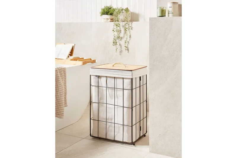 Vaskekurver Mirissa Svart/hvit/lyst tre - Svart/hvit/lyst tre - Hus & oppussing - Kjøkken & bad - Baderom - Baderomstilbehør