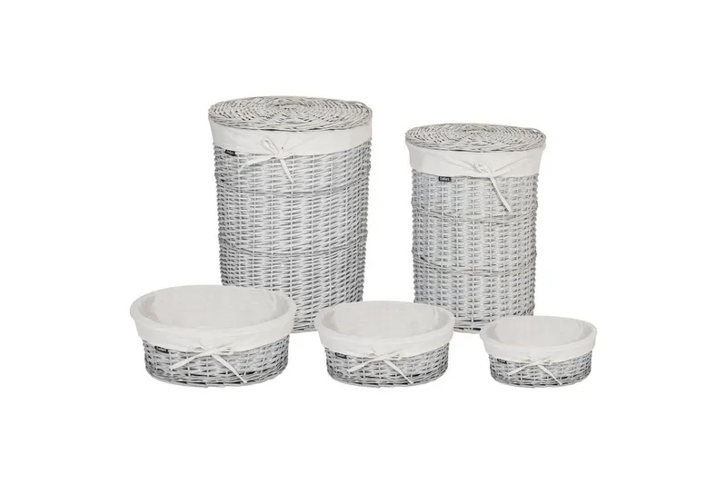 Vaskekurver Vakari Hvit/Grå - Hvit/Grå - Oppbevaring - Oppbevaring til småting - Kurver - Flettet kurv & rottingkurv