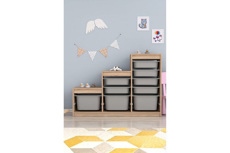 Mobin Oppbevaringsbokser 132 cm - Grafittgrå - Oppbevaring - Oppbevaring til småting - Oppbevaringsbokser