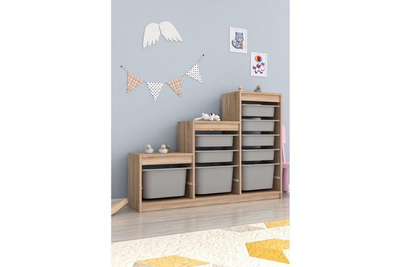 Mobin Oppbevaringsbokser 132 cm - Grafittgrå - Oppbevaring - Oppbevaring til småting - Oppbevaringsbokser