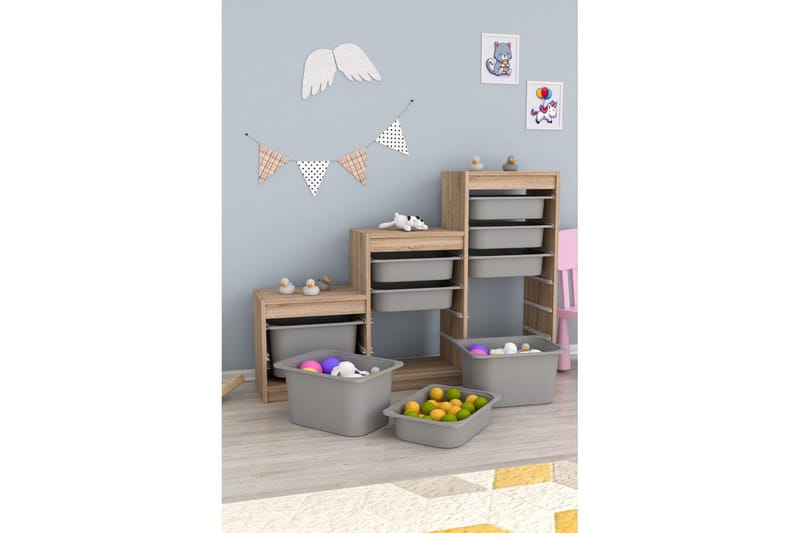 Mobin Oppbevaringsbokser 132 cm - Grafittgrå - Oppbevaring - Oppbevaring til småting - Oppbevaringsbokser