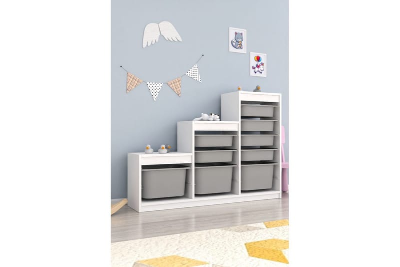Mobin Oppbevaringsbokser 132 cm - Grafittgrå/Hvit - Oppbevaring - Oppbevaring til småting - Oppbevaringsbokser