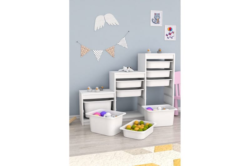Mobin Oppbevaringsbokser 132 cm - Hvit - Oppbevaring - Oppbevaring til småting - Oppbevaringsbokser