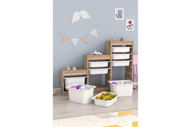 Mobin Oppbevaringsbokser 132 cm - Hvit - Oppbevaring - Oppbevaring til småting - Oppbevaringsbokser
