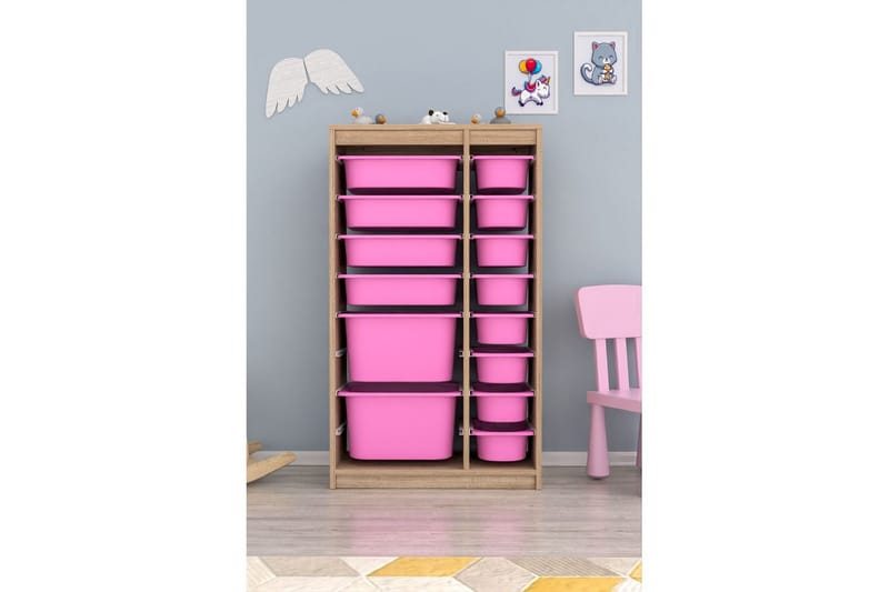 Montana Oppbevaringsbokser 69 cm - Natur/Rosa - Oppbevaring - Oppbevaring til småting - Oppbevaringsbokser