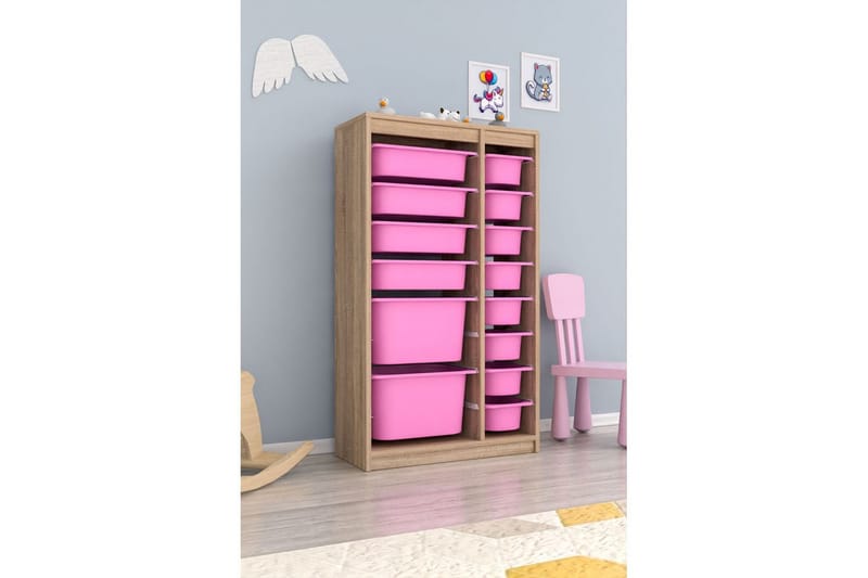 Montana Oppbevaringsbokser 69 cm - Natur/Rosa - Oppbevaring - Oppbevaring til småting - Oppbevaringsbokser