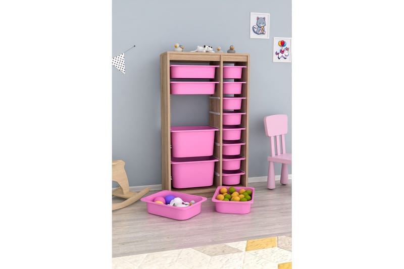 Montana Oppbevaringsbokser 69 cm - Natur/Rosa - Oppbevaring - Oppbevaring til småting - Oppbevaringsbokser