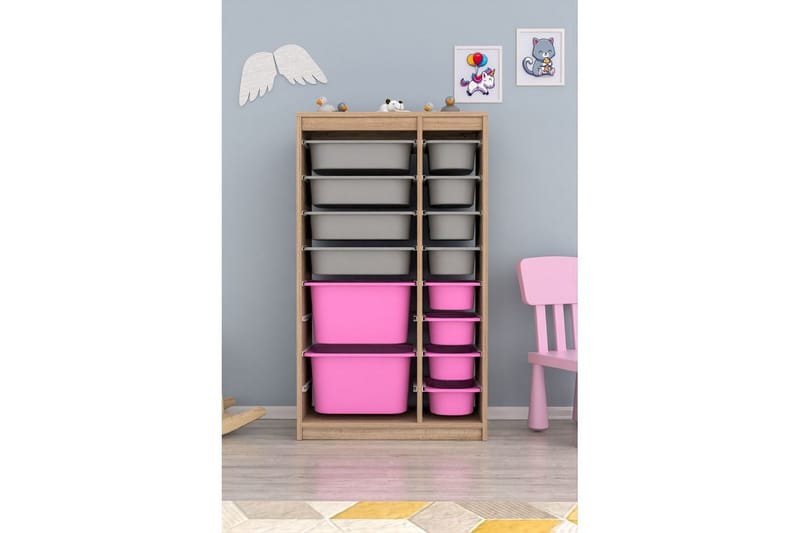 Montana Oppbevaringsbokser 69 cm - Rosa/Grå - Oppbevaring - Oppbevaring til småting - Oppbevaringsbokser