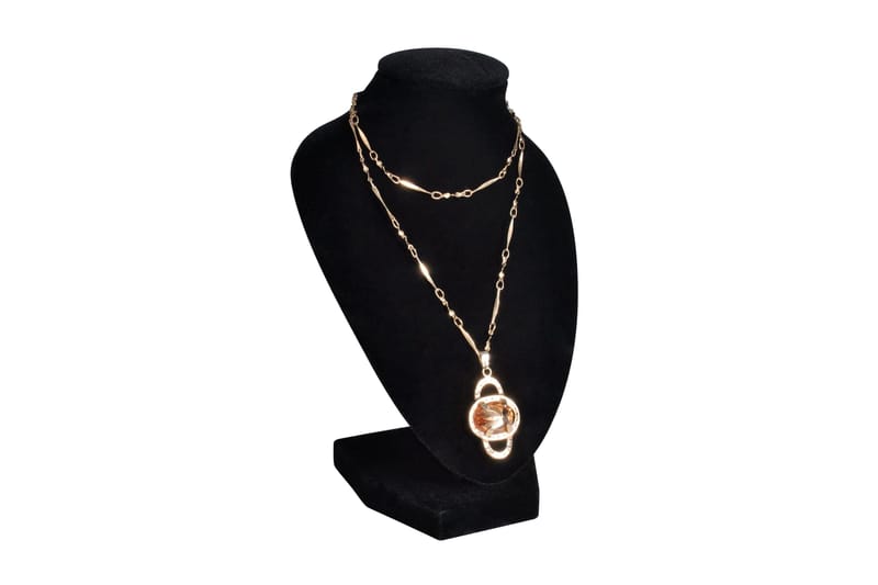 Flannell Smykkeholder Halskjede Bust Svart 9x8,5x15 cm 4 stk - Smykkestativ & smykkeskrin
