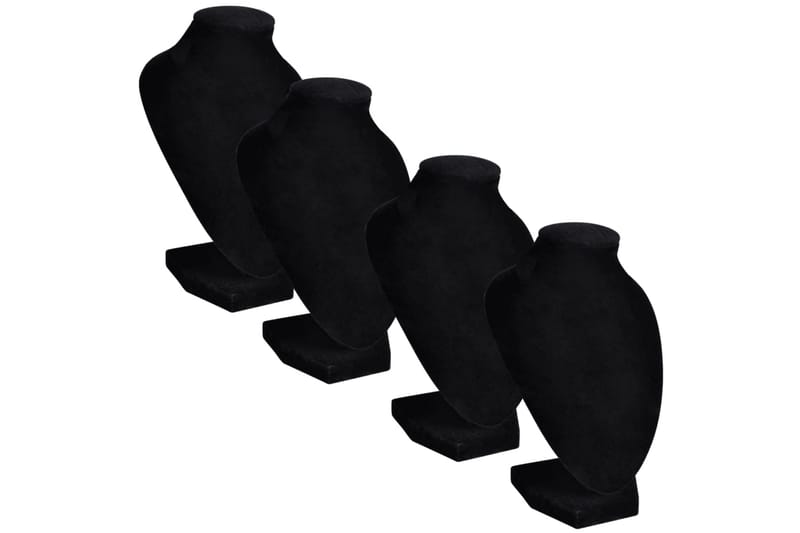 Flannell Smykkeholder Halskjede Bust Svart 9x8,5x15 cm 4 stk - Oppbevaring - Oppbevaring til småting - Oppbevaring smykker - Smykkestativ & smykkeskrin