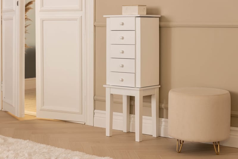 Rogue Smykkeskap 34x26x91 cm - Hvit - Oppbevaring - Oppbevaring til småting - Oppbevaring smykker - Smykkestativ & smykkeskrin