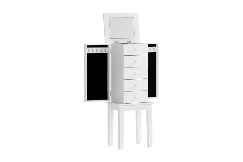 Rogue Smykkeskap 34x26x91 cm - Hvit - Oppbevaring - Oppbevaring til småting - Oppbevaring smykker - Smykkestativ & smykkeskrin
