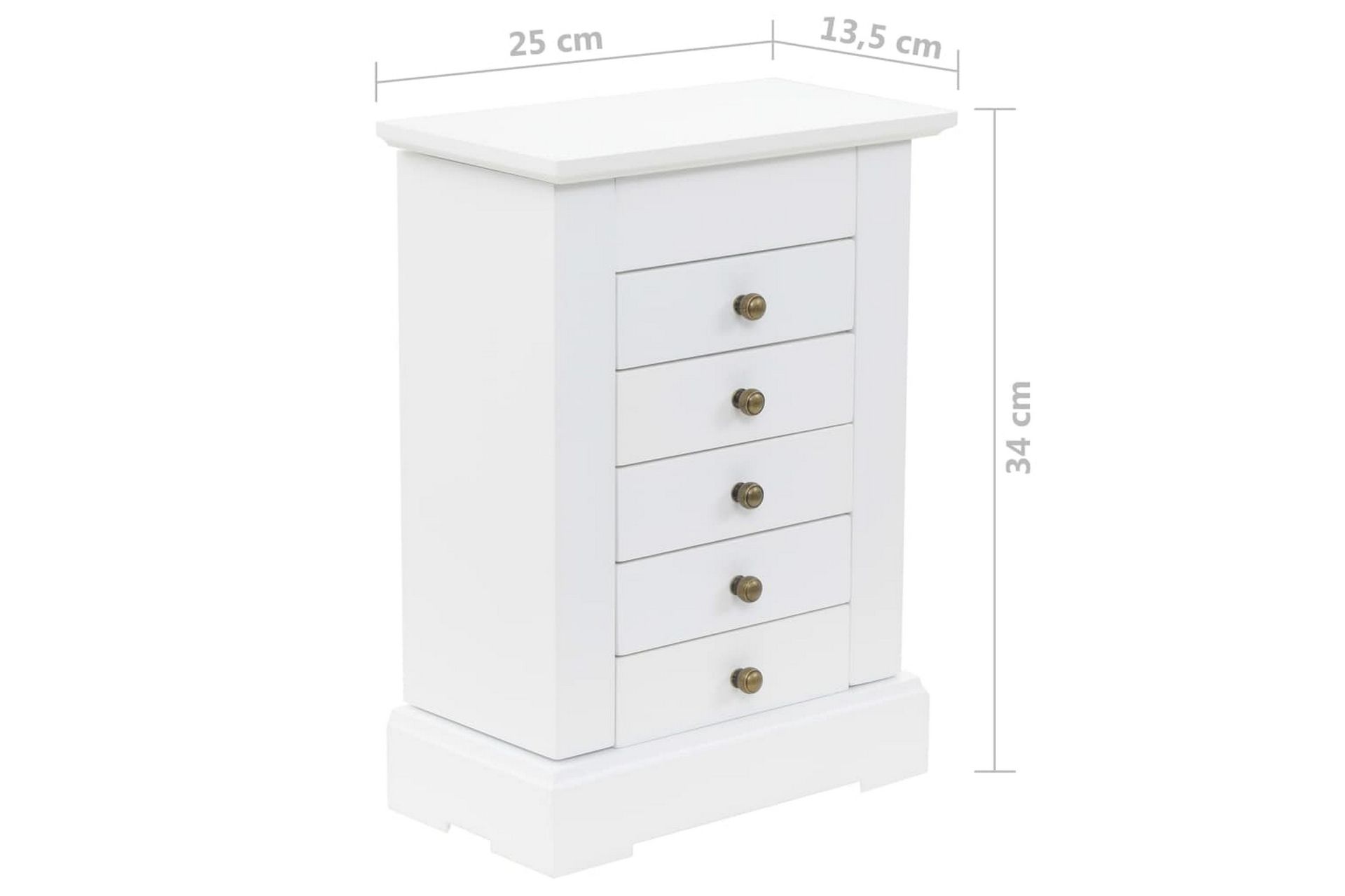 Smykkeskrin med speil MDF 25x13,5x34 cm - Oppbevaring - Oppbevaring til småting - Oppbevaring smykker - Smykkestativ & smykkeskrin