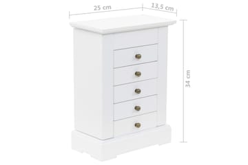 Smykkeskrin med speil MDF 25x13,5x34 cm - Oppbevaring - Oppbevaring til småting - Oppbevaring smykker - Smykkestativ & smykkeskrin