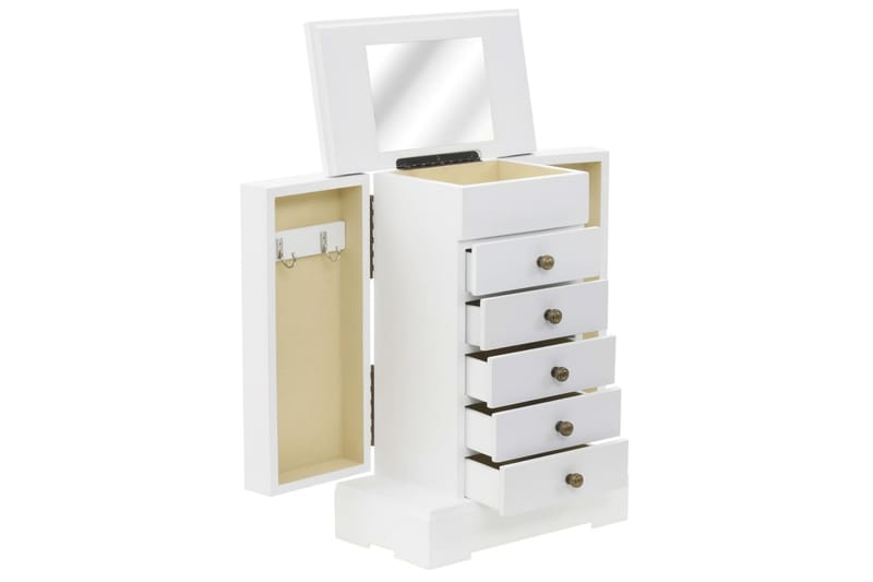 Smykkeskrin med speil MDF 25x13,5x34 cm - Oppbevaring - Oppbevaring til småting - Oppbevaring smykker - Smykkestativ & smykkeskrin