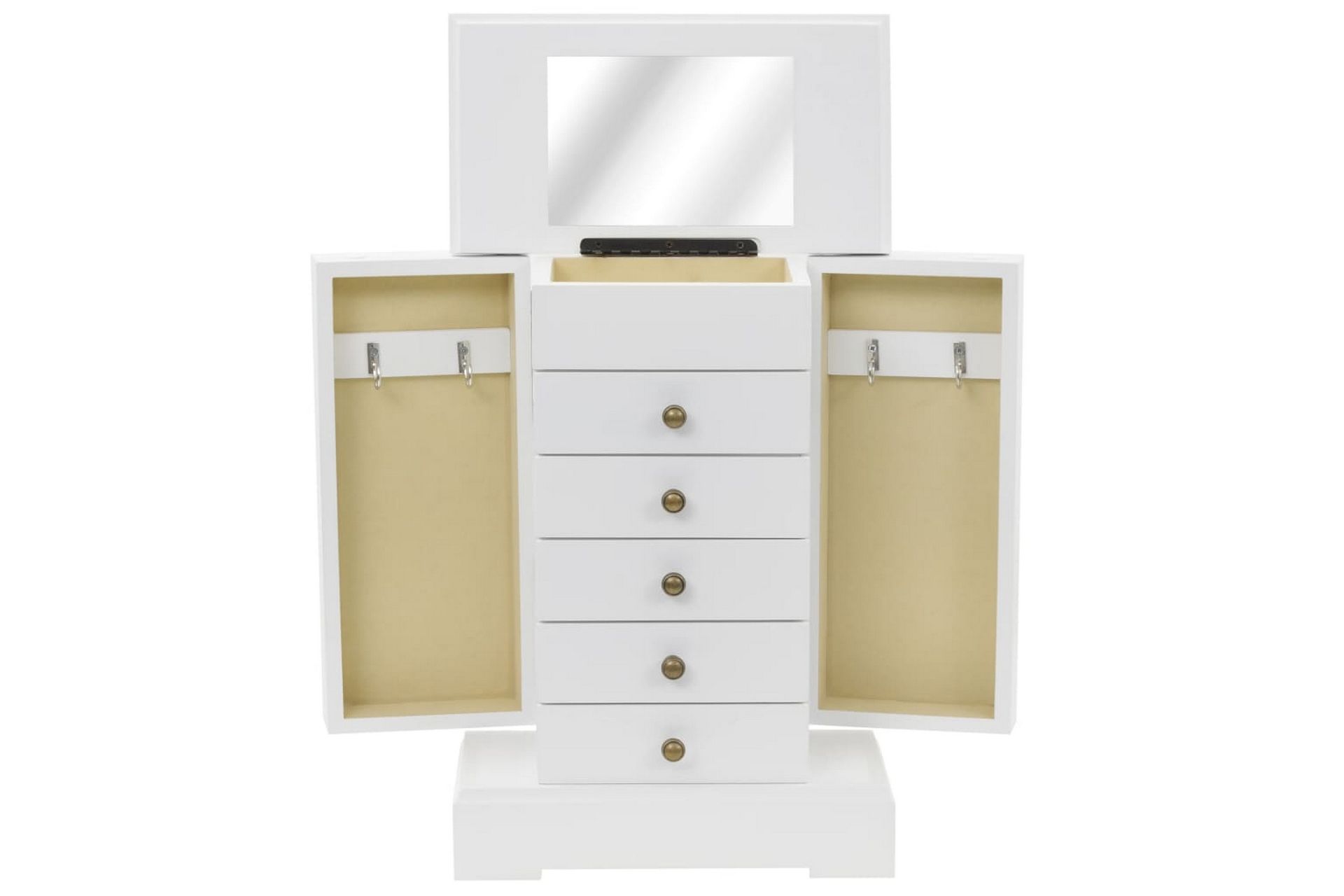 Smykkeskrin med speil MDF 25x13,5x34 cm - Oppbevaring - Oppbevaring til småting - Oppbevaring smykker - Smykkestativ & smykkeskrin